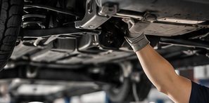 Illustrative photo of work beneath a raised vehicle